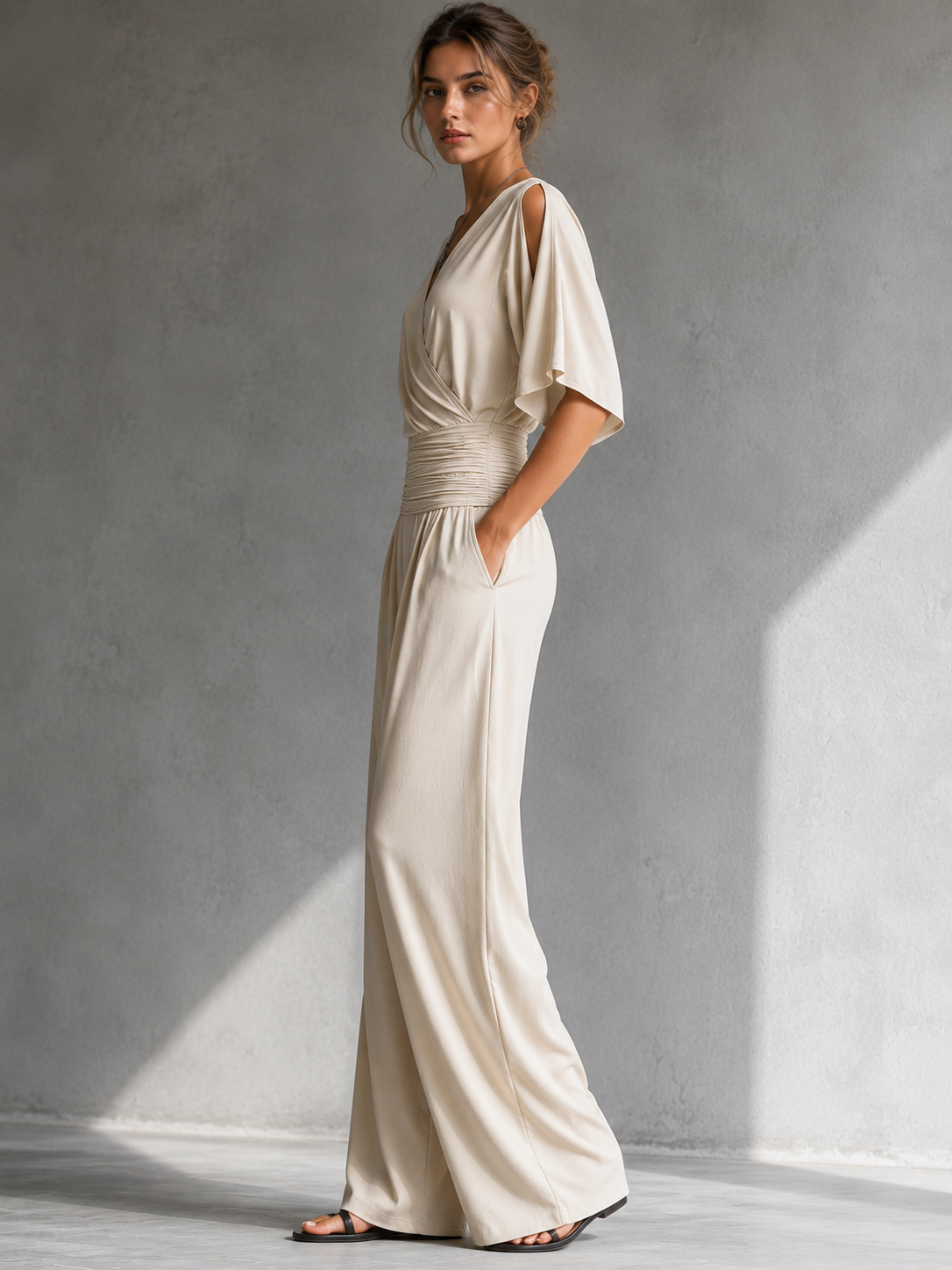 Lucia | Elegantní komplet se zavinovacím efektem a širokými nohavicemi
