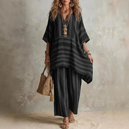 Giulia | Dvoudílný bohémský komplet s pruhovaným vzorem