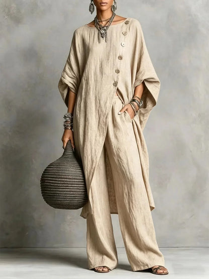 Sofia | Lehký dvoudílný komplet se širokými kalhotami