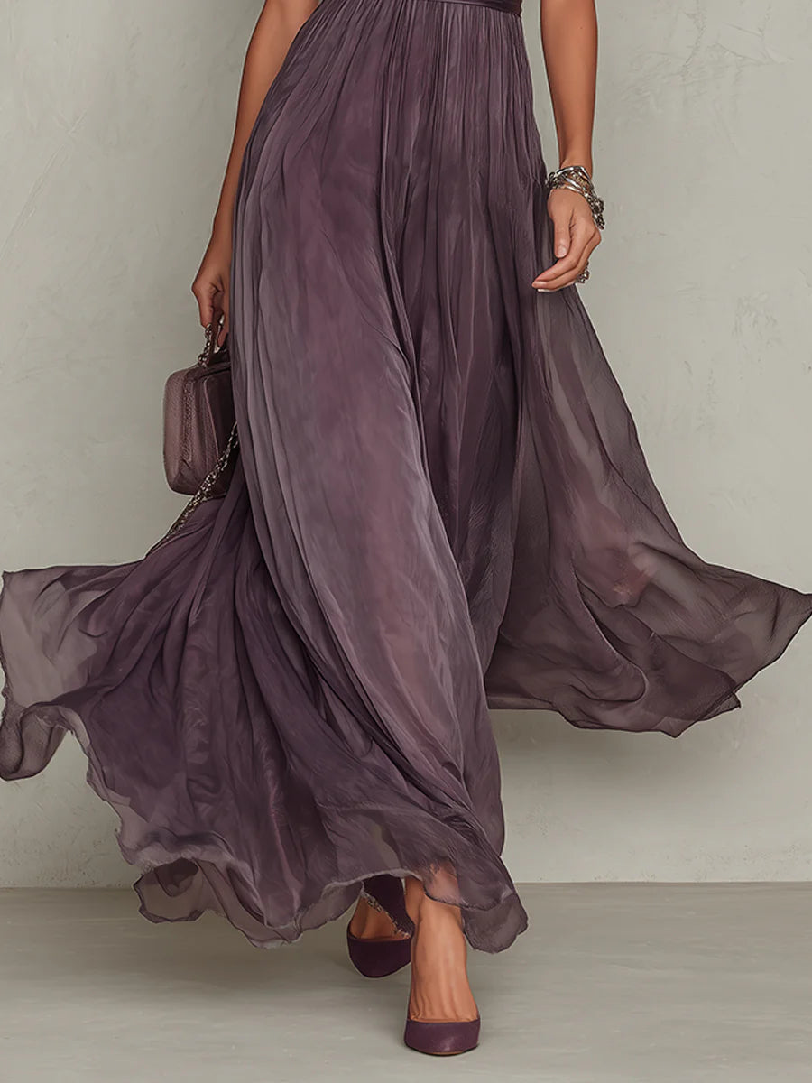 Viola | Elegantní dlouhé šifonové šaty ve vintage stylu